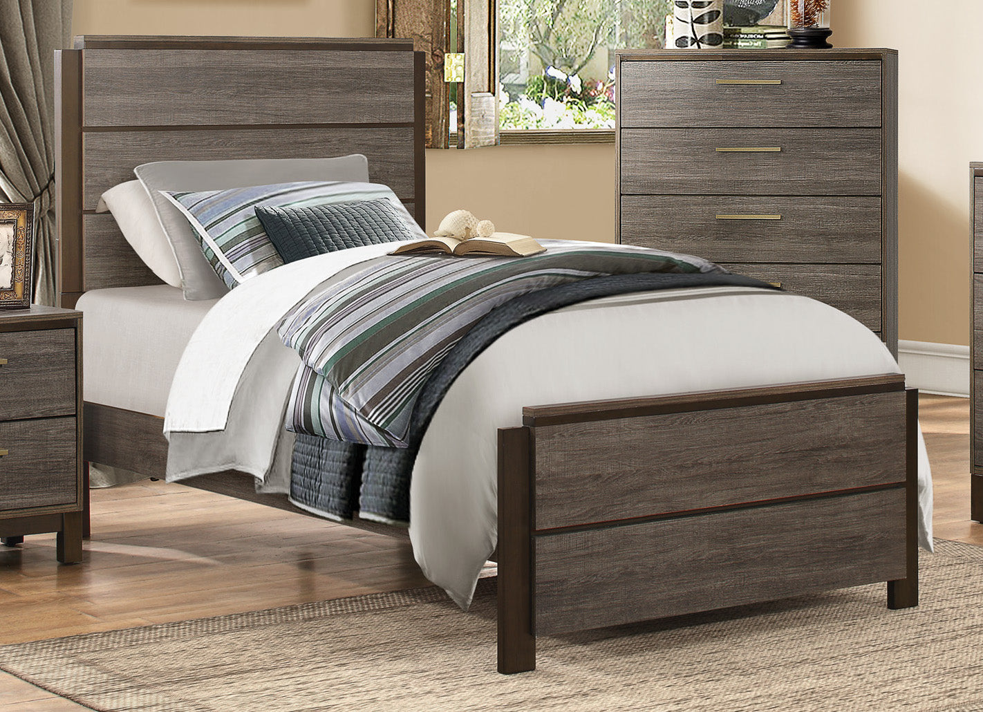 Volos Twin Bed in Mid Modern Grey