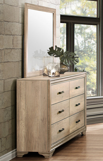 Laudine Rustic Dresser & Mirror in Weather Industrial Wood