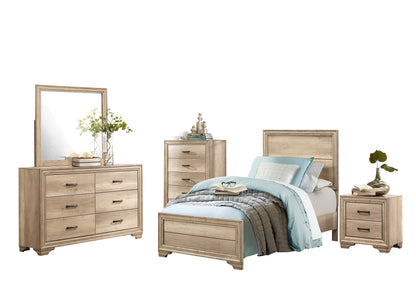 Laudine Rustic 5PC Bedroom Set Full Bed, Dresser, Mirror, Nightstand, Chest in Weather Industrial Wood