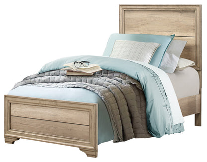 Laudine Rustic 4PC Bedroom Set Twin Bed, Dresser, Mirror, Nightstand in Weather Industrial Wood
