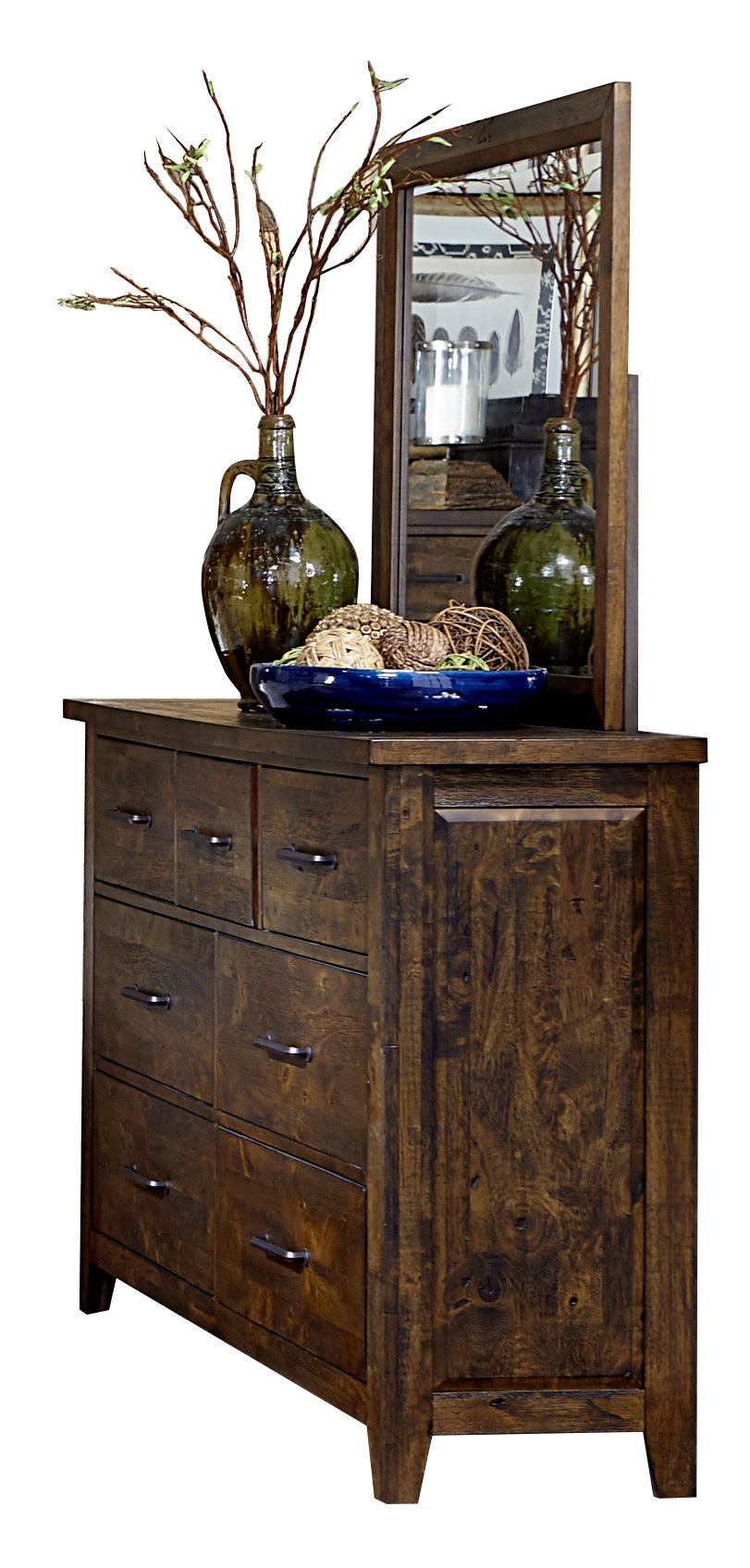 Jacoby Rustic Dresser & Mirror in Country Brown