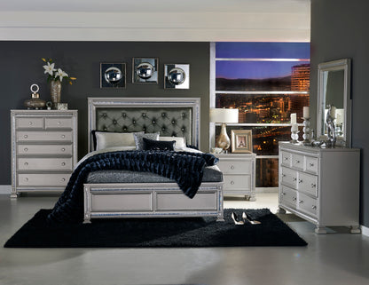 Homelegance Bevelle 6PC Bedroom Set Cal King Bed Dresser Mirror Two Nightstand Chest in Metallic Grey