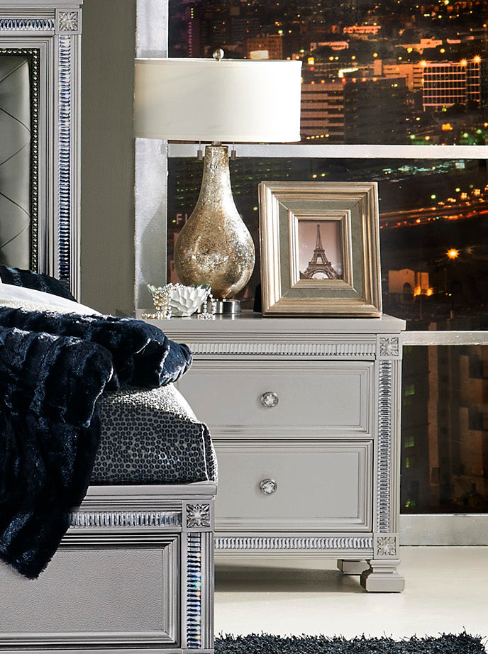 Homelegance Bevelle Nightstand in Metallic Grey