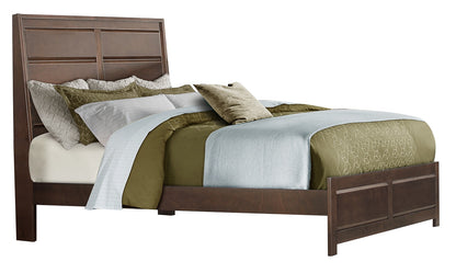 Earth 6PC Bedroom Set Queen Panel Bed, 2 Nightstand, Dresser, Mirror, Chest in Contemporary Brown