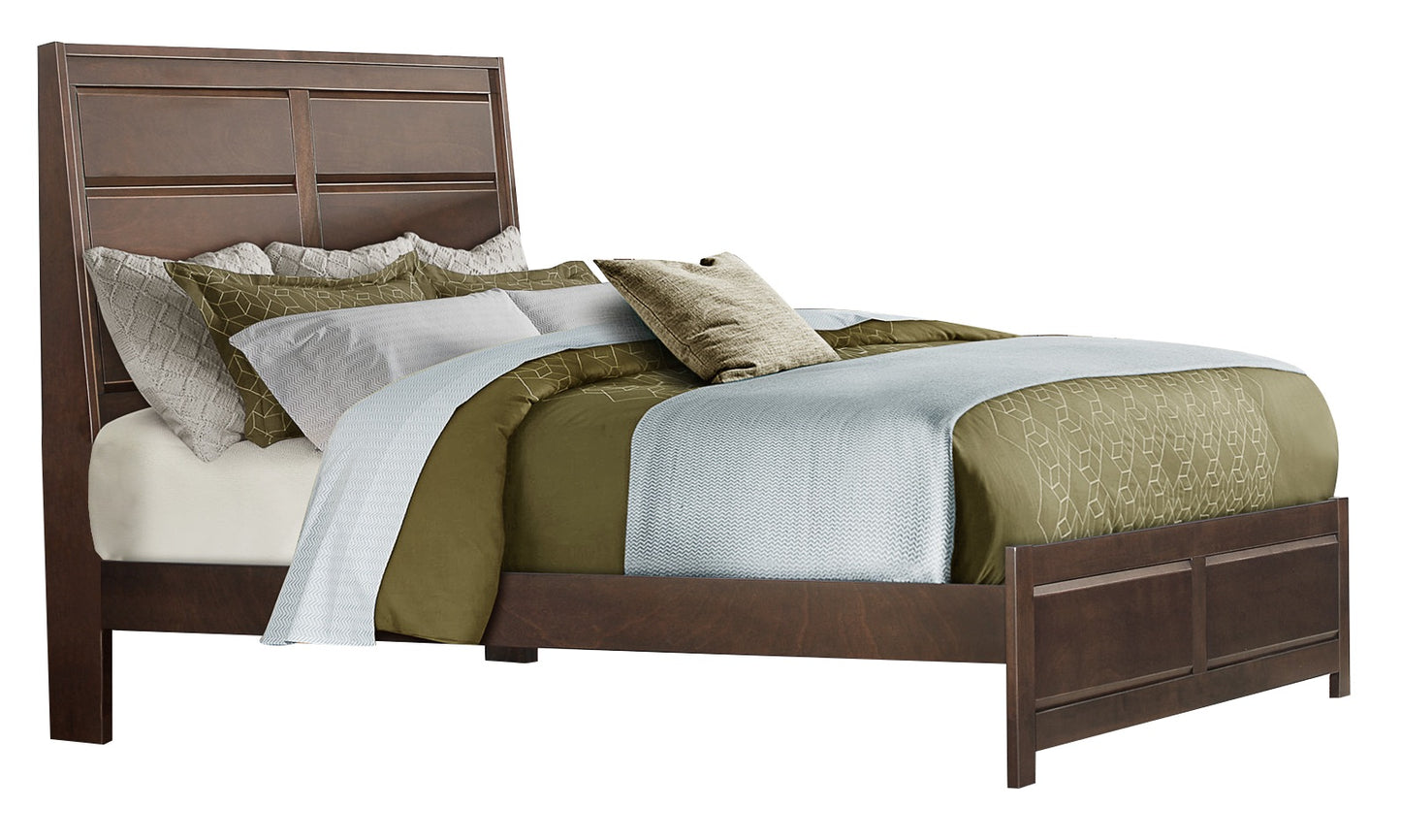 Earth 5PC Bedroom Set Cal King Panel Bed, Nightstand, Dresser, Mirror, Chest in Contemporary Brown