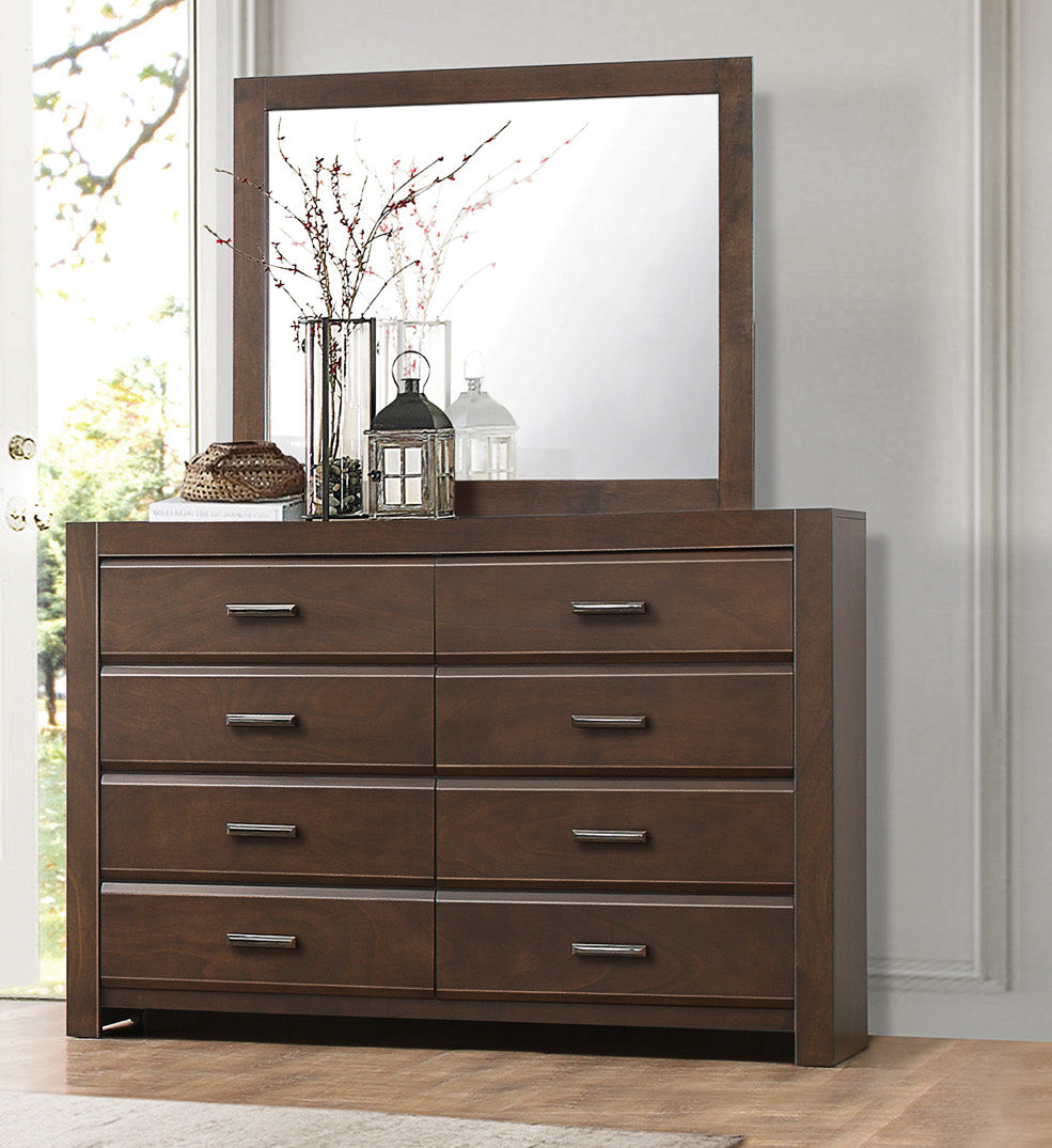 Earth Dresser & Mirror in Contemporary Brown