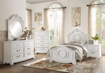 Labrant Girls Cottage 5PC Bedroom Set Full Bed, Dresser, Mirror, 2 Nightstand in White