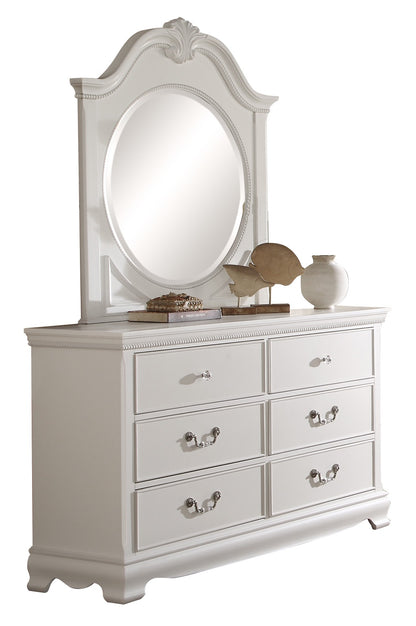 Labrant Girls Cottage 5PC Bedroom Set Twin Bed, Dresser, Mirror, Nightstand, Chest in White
