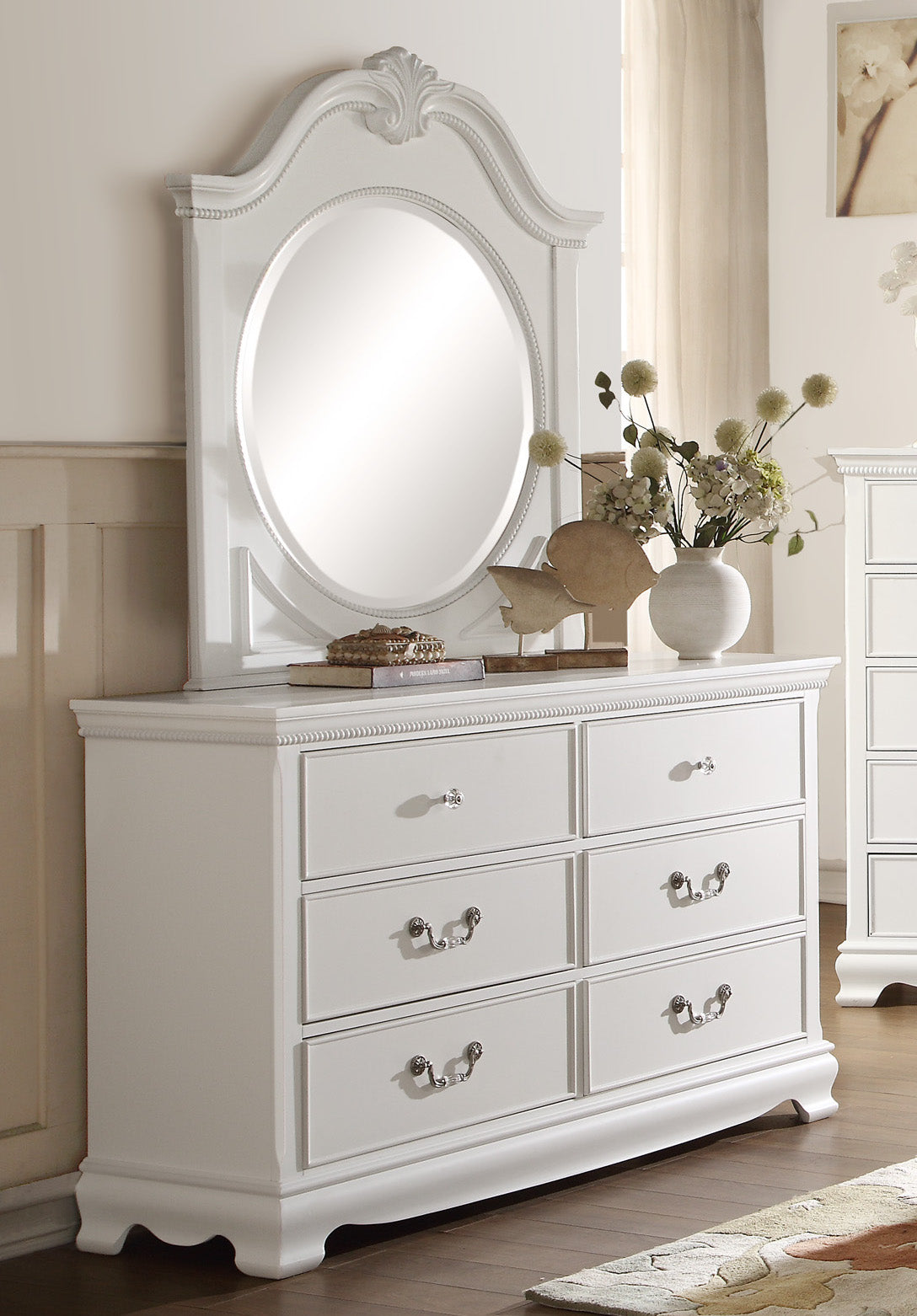 Labrant Girls Cottage Dresser Mirror in White Labrant Girls Cottage Dresser Mirror in White