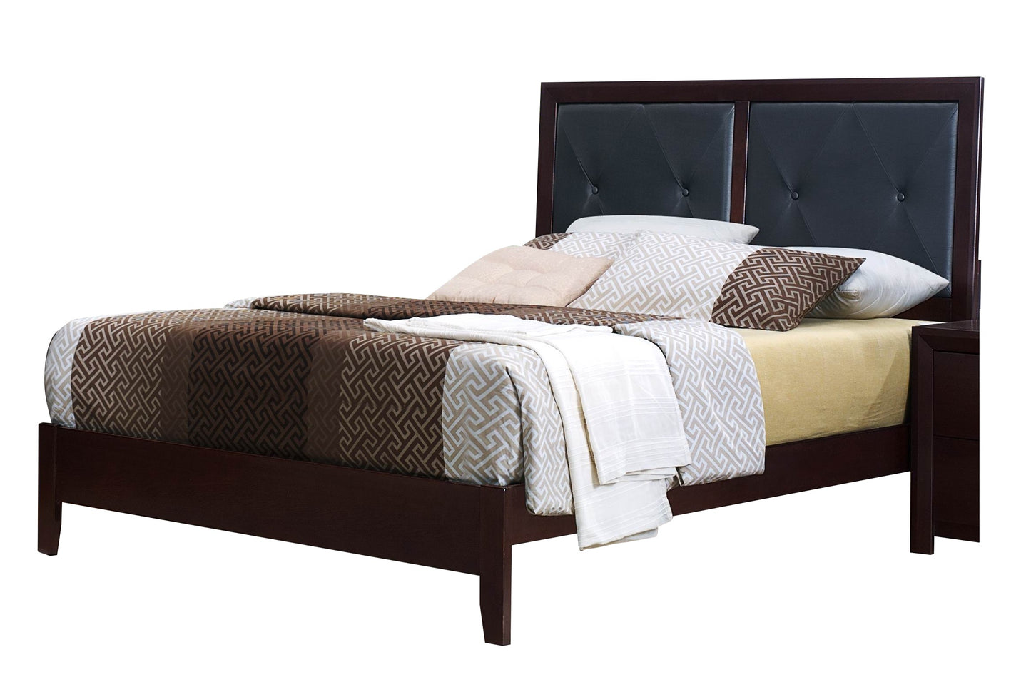 Eagen Casual 4PC Bedroom Set Queen Bed, Nightstand, Dresser, Mirror in Brown Espresso