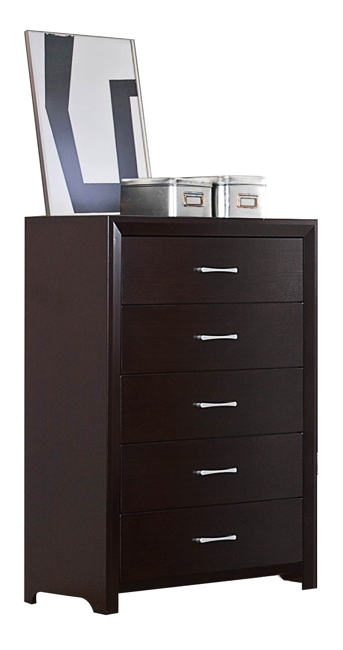 Eagen Casual 6PC Bedroom Set Cal King Bed, 2 Nightstand, Dresser, Mirror, Chest in Brown Espresso