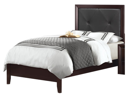 Eagen Casual 5PC Bedroom Set Twin Bed, Nightstand, Dresser, Mirror, Chest in Brown Espresso