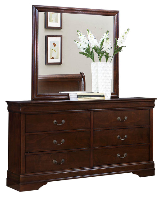 Manburg Louis Philippe Dresser Mirror in Burnish Cherry