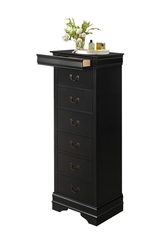 Manburg Louis Philippe Lingerie Chest with Hidden Drawer in Burnished Black