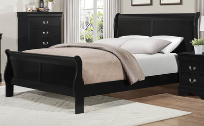 Manburg Louis Philippe Cal King Sleigh Bed in Burnished Black