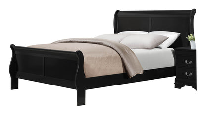 Manburg Louis Philippe Queen Sleigh Bed in Burnished Black