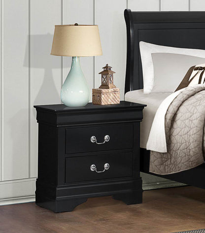 Manburg Louis Philippe Nightstand in Burnished Black