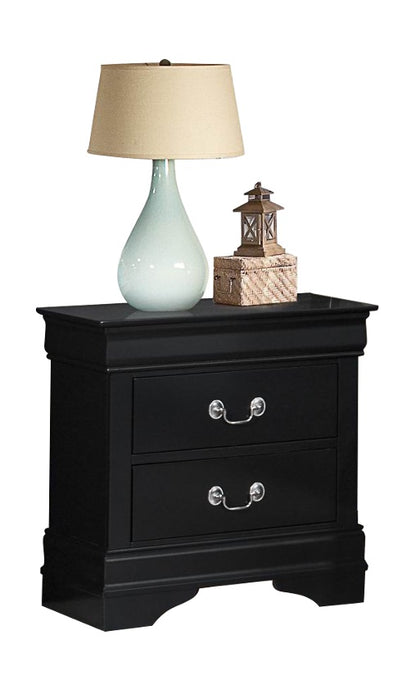 Manburg Louis Philippe 4PC Bedroom Set E King Sleigh Bed Dresser Mirror One Nightstand in Burnished Black