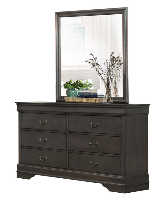 Manburg Louis Philippe Dresser Mirror in Dark Brown Finish