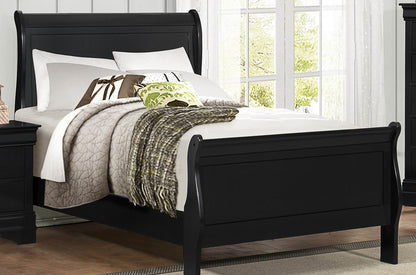 Manburg Louis Philippe Full Sleigh Bed in Burnished Black
