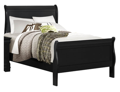 Manburg Louis Philippe Full Sleigh Bed in Burnished Black