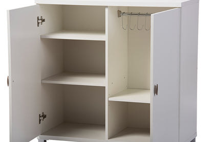 Contemporary Entryway Shoe & Bag Cabinet in White