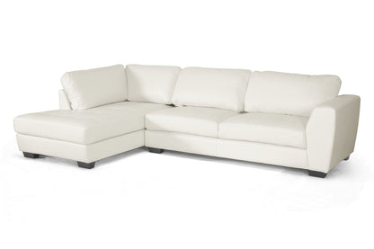 Contemporary Left Facing Chaise Sectional Sofa in White Bonded Leather