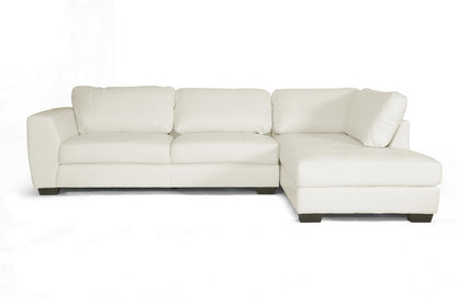 Contemporary Right Facing Chaise Sectional Sofa in White Bonded Leather - The Furniture Space.