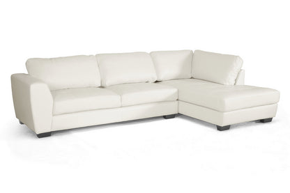 Contemporary Right Facing Chaise Sectional Sofa in White Bonded Leather - The Furniture Space.