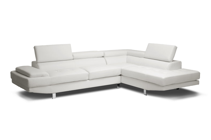 Contemporary Sectional Sofa in White Bonded Leather - The Furniture Space.