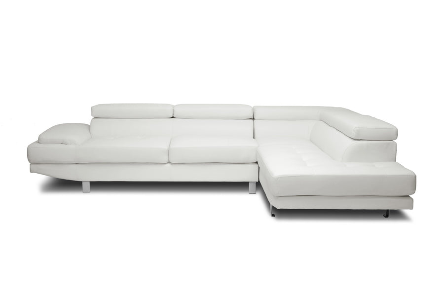 Contemporary Sectional Sofa in White Bonded Leather - The Furniture Space.