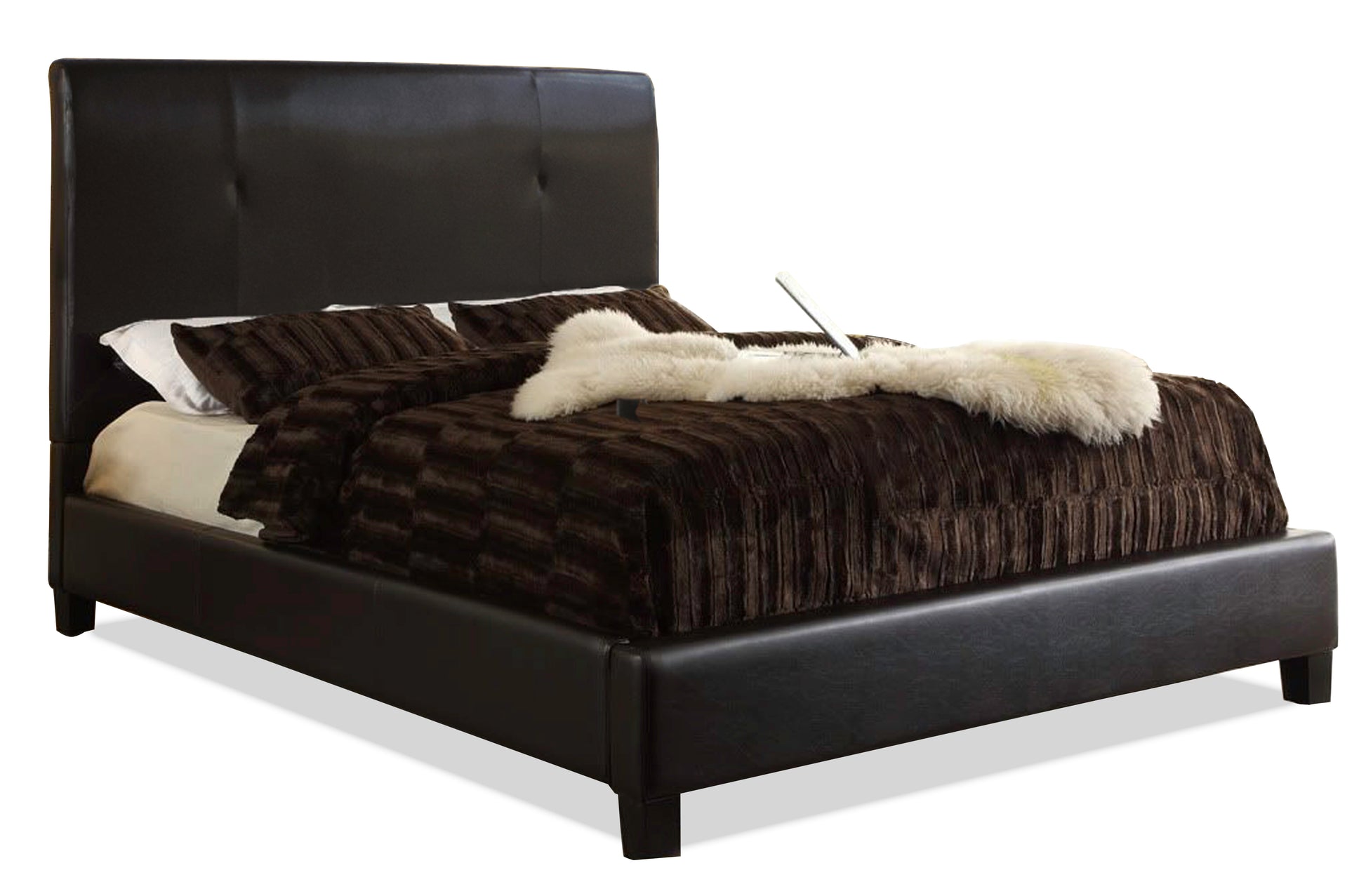 Contemporary Queen Size Bed in Dark Brown - The Furniture Space.