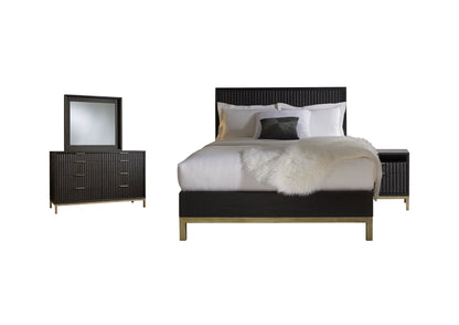 Modus Kentfield 4PC E King Bedroom Set with Nightstand in Black Drifted Oak