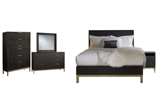 Modus Kentfield 5PC Queen Bedroom Set with Chest in Black Drifted Oak