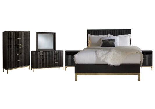 Modus Kentfield 6PC Queen Bedroom Set with Chest in Black Drifted Oak