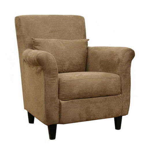 Contemporary Club Chair in Tan Microfiber - The Furniture Space.