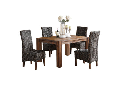 Modus Meadow 5PC Rectangle Table w 4 Hyacinth Chair Dining Set in Brick Brown