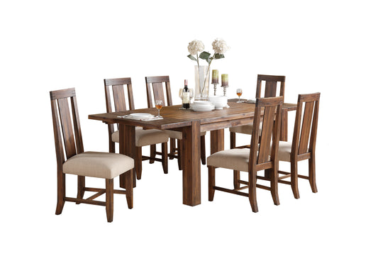 Modus Meadow 7PC Rectangle Table w 6 Wood Chair Dining Set in Brick Brown