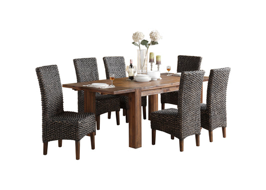 Modus Meadow 7PC Rectangle Table w 6 Hyacinth Chair Dining Set in Brick Brown
