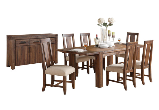 Modus Meadow 8PC Rectangle Table w 6 Wood Chair Dining Set in Brick Brown