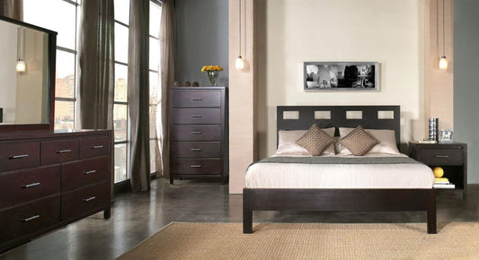 Modus Riva 5PC Twin Platform Bedroom Set with 2 Nightstand in Espresso