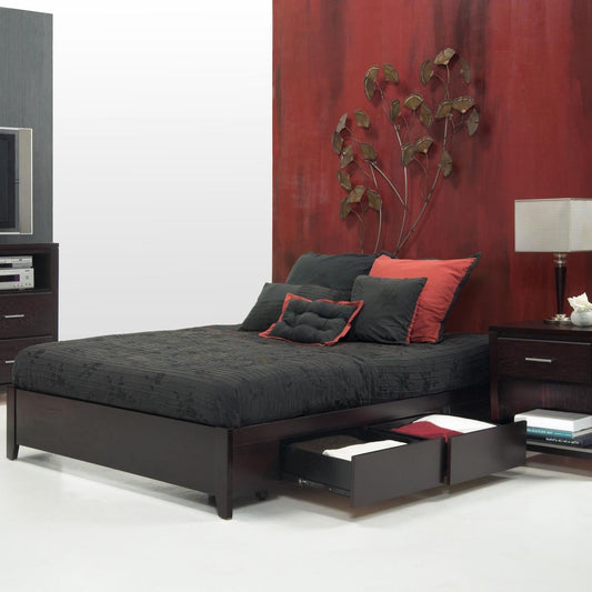 Modus Nevis 4PC Queen Simple Platform Storage Bedroom Set in Espresso