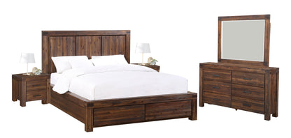 Modus Meadow 5PC Full Storage Bedroom Set w 2 Nightstand in Brick Brown