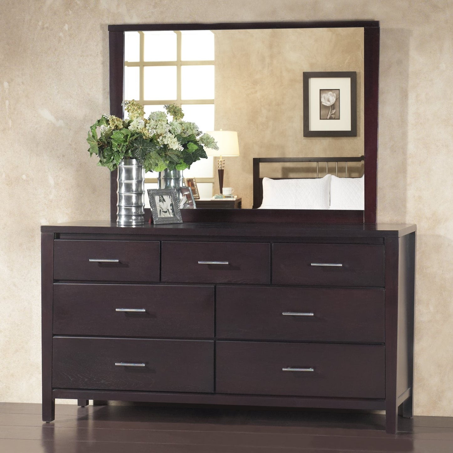 Modus Nevis 4PC Twin Bedroom Set w Nightstand in Espresso