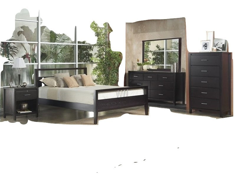 Modus Nevis 4PC Cal King Platform Bedroom Set w Nightstand in Espresso