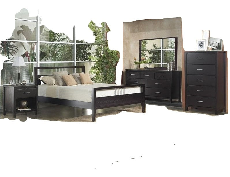 Modus Nevis 5PC Queen Platform Bedroom Set w 2 Nightstand in Espresso