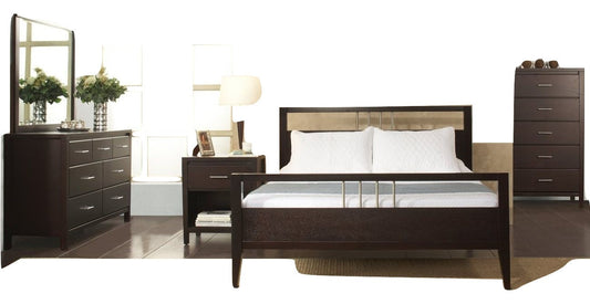 Modus Nevis 4PC Queen Platform Storage Bedroom Set w Nightstand in Espresso