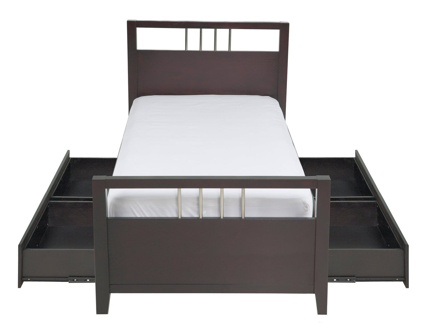 Modus Nevis 5PC Twin Platform Storage Bedroom Set w 2 Nightstand in Espresso