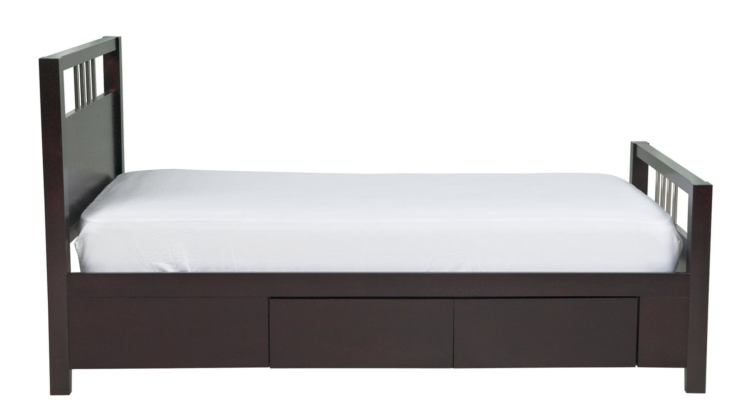Modus Nevis 4PC Queen Platform Storage Bedroom Set w Nightstand in Espresso