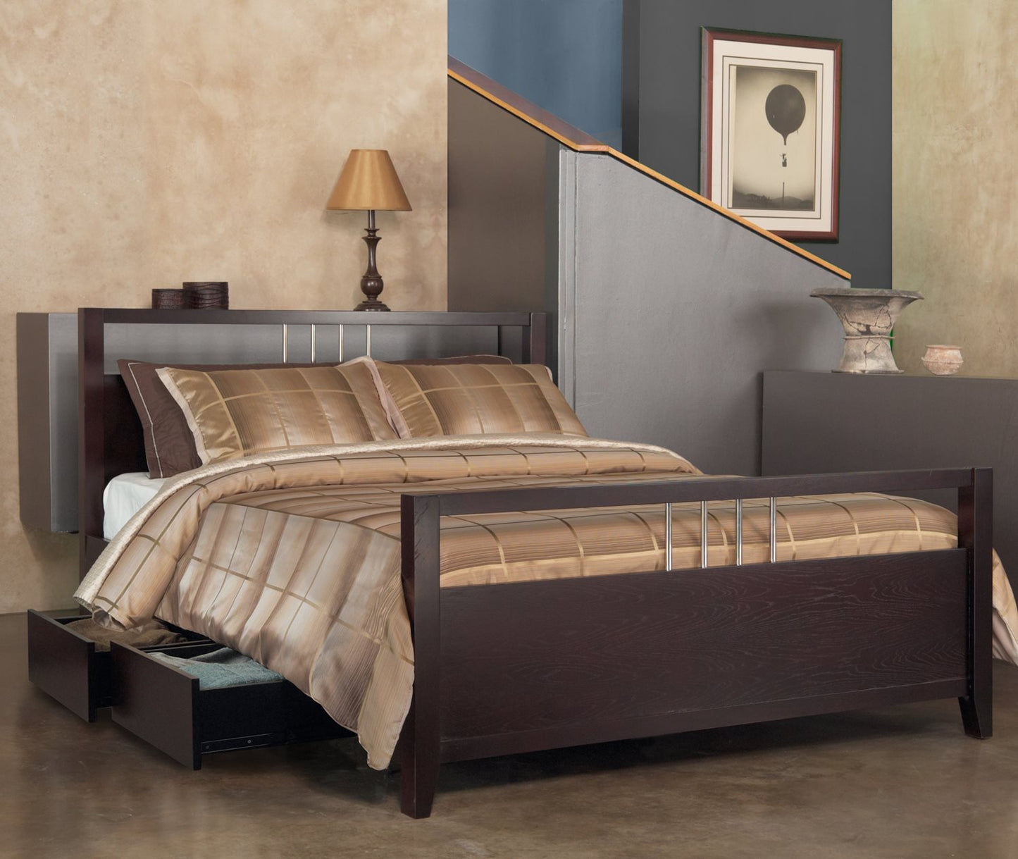 Modus Nevis E King Platform Storage Bed in Espresso